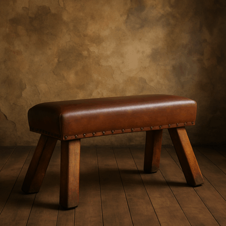 Thick leather bench top hardened with fabric filling! | Retro bench top!