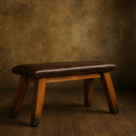 Vintage leather custom bench top | Hardened with fabric filling!