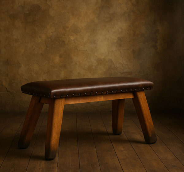Vintage leather custom bench top | Hardened with fabric filling!